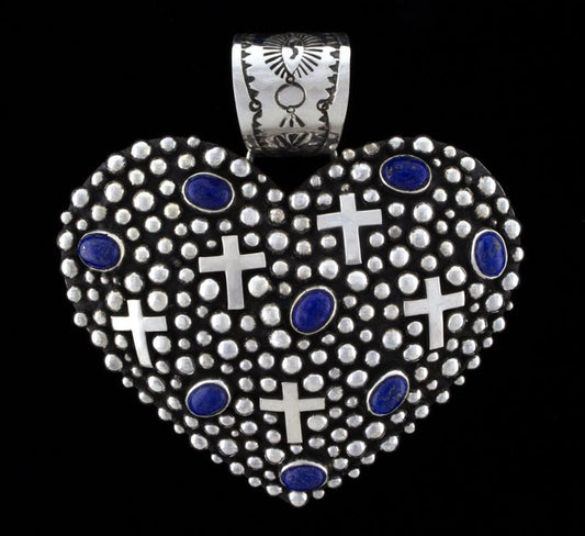 Sterling Silver Heart Shaped Pendant With Natural Lapis