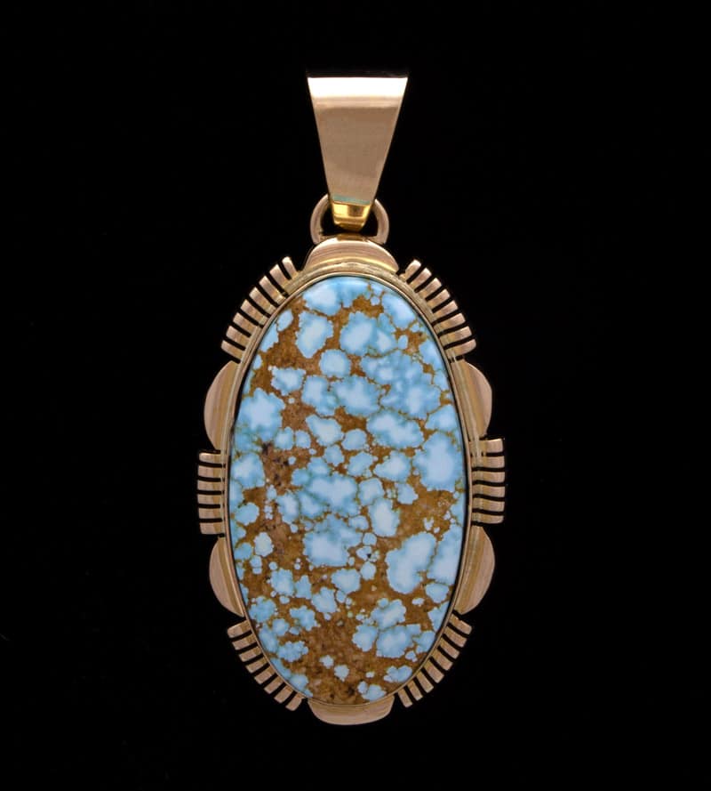 Natural #8 Turquoise & 14K Gold Pendant