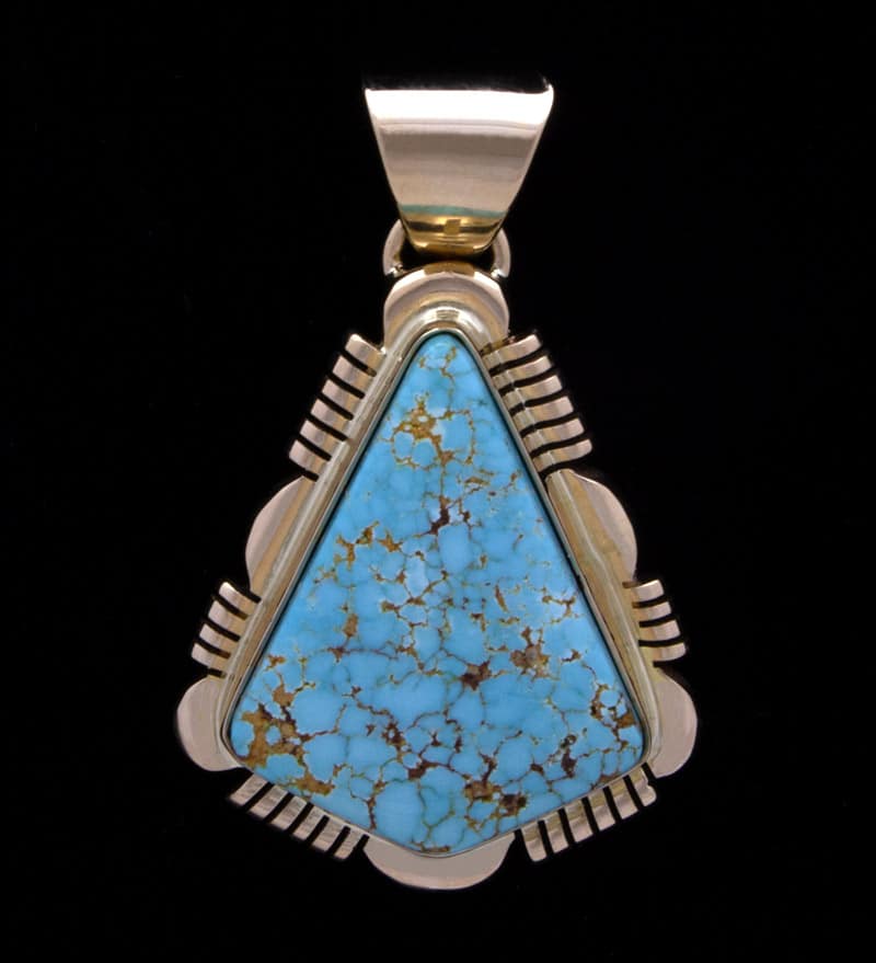 Natural #8 Turquoise & 14K Gold Pendant