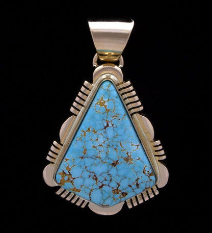 Natural #8 Turquoise & 14K Gold Pendant