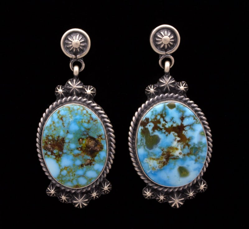 Natural Kingman Turquoise 5-Stone Pendant And Matching Earrings