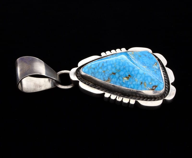 Natural Free Form Birdseye Kingman Turquoise Pendant