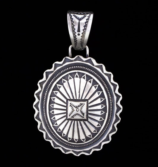 Sterling Silver Concho Style Pendant