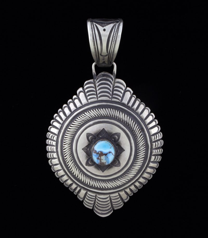 Concho Style Pendant With Natural Golden Hill Turquoise