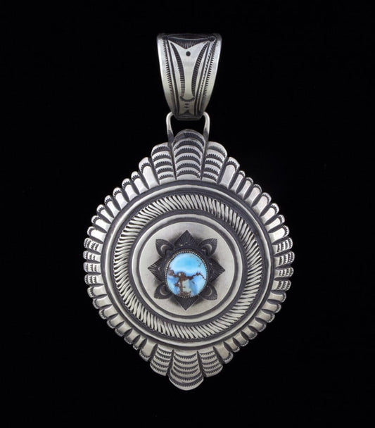 Concho Style Pendant With Natural Golden Hill Turquoise