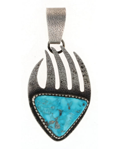 Tufa Cast Natural Kingman Turquoise Bear Paw Pendant