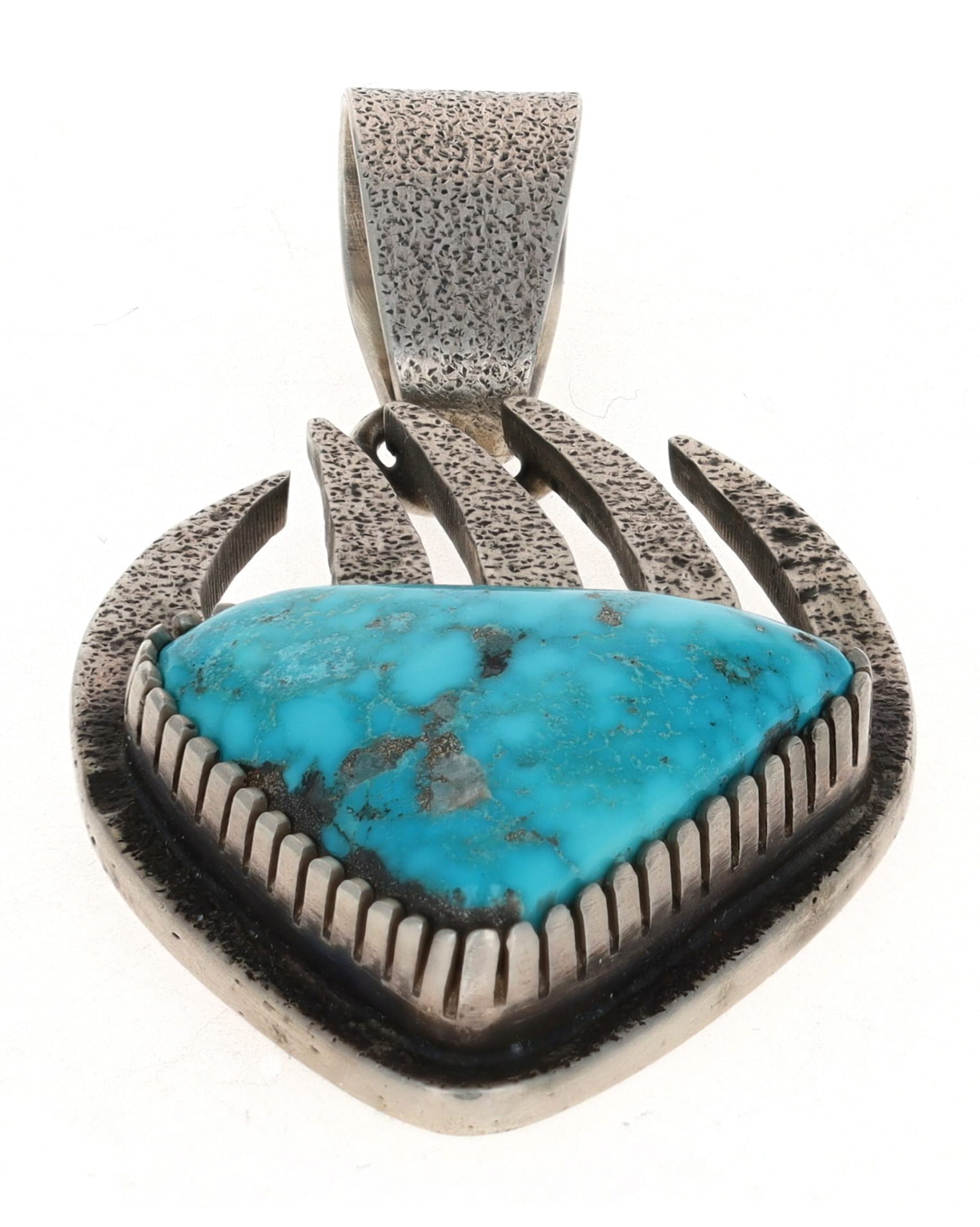 Tufa Cast Natural Kingman Turquoise Bear Paw Pendant