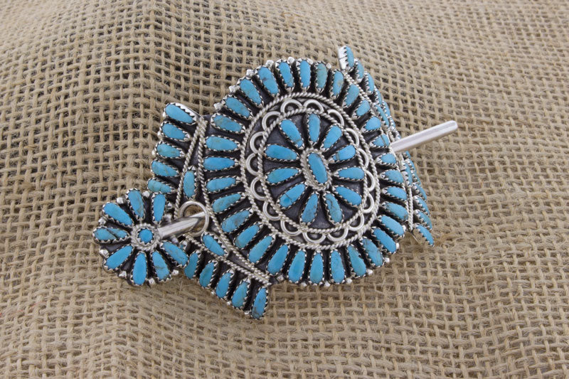 Kingman Turquoise Petit Point Cluster Ponytail Holder With Stick Pin