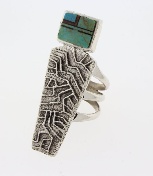 Sterling Silver Multi-Stone Inlay Ring