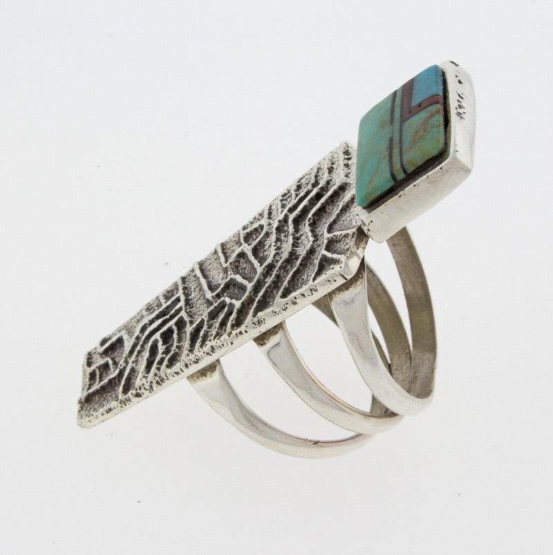 Sterling Silber Multi-Stone Inlay Ring