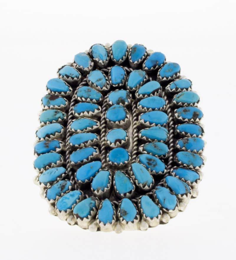 Natural Sleeping Beauty Turquoise Petit Point Cluster Ring