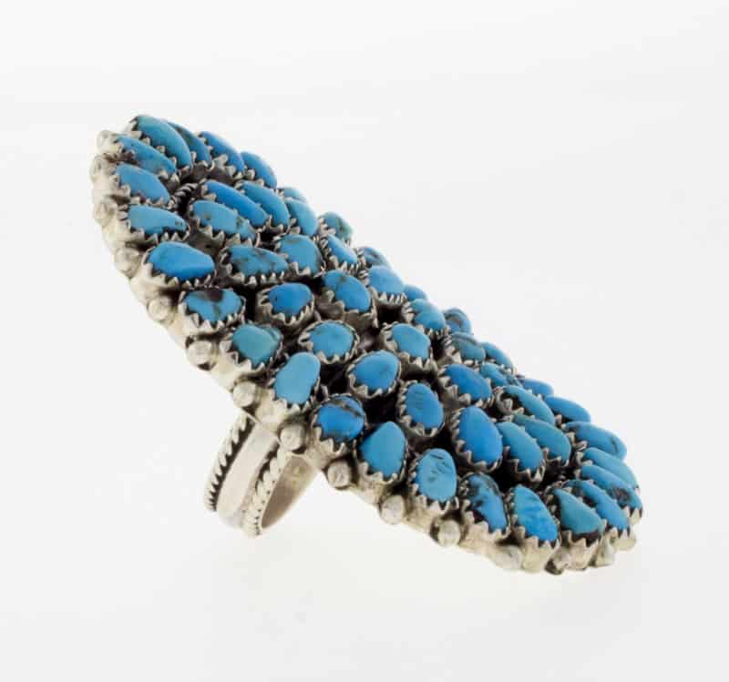 Natural Sleeping Beauty Turquoise Petit Point Cluster Ring