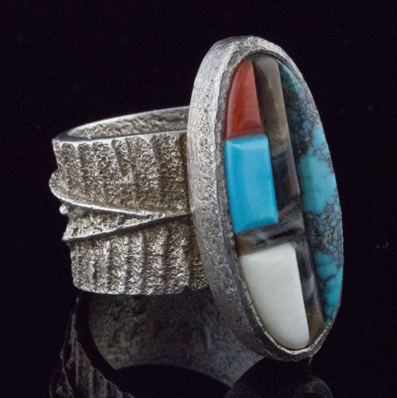 Tufa Cast Multi-Color Raised Cobblestone Inlay Ring