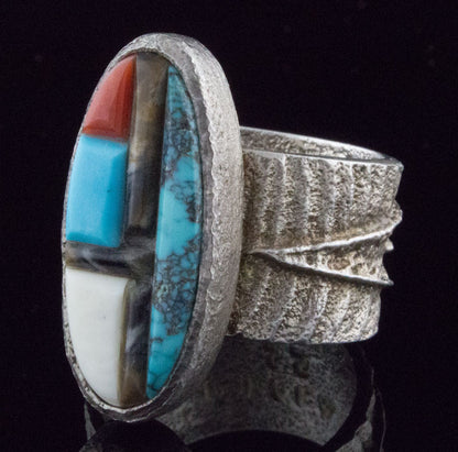 Tufa Cast Multi-Color Raised Cobblestone Inlay Ring