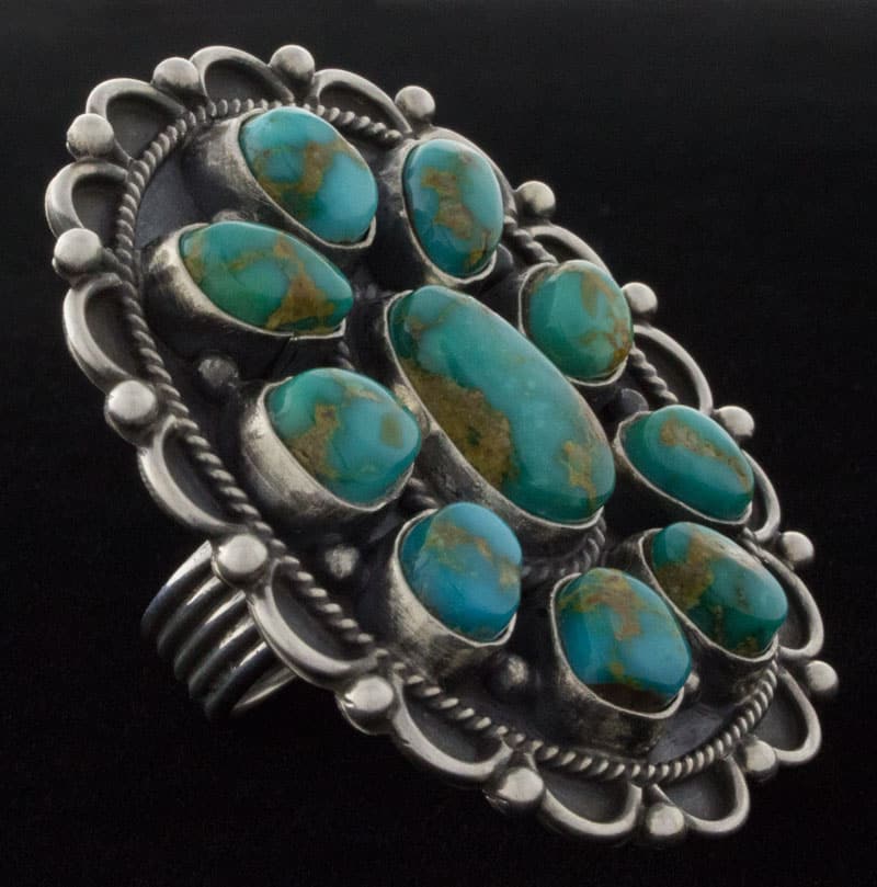 Natural Blue Gem Turquoise Cluster Ring