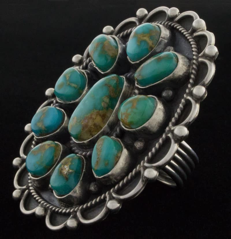 Natural Blue Gem Turquoise Cluster Ring