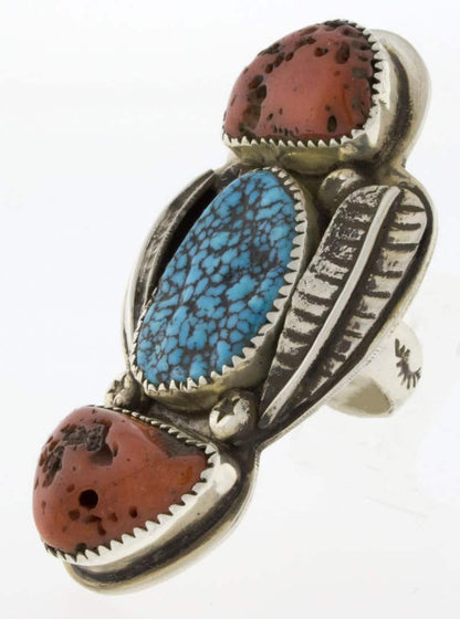 Natural Sleeping Beauty Turquoise & Coral Ring