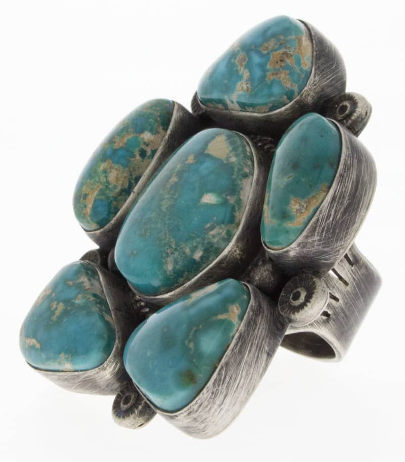 Bague en cluster en turquoise naturelle de haute qualité