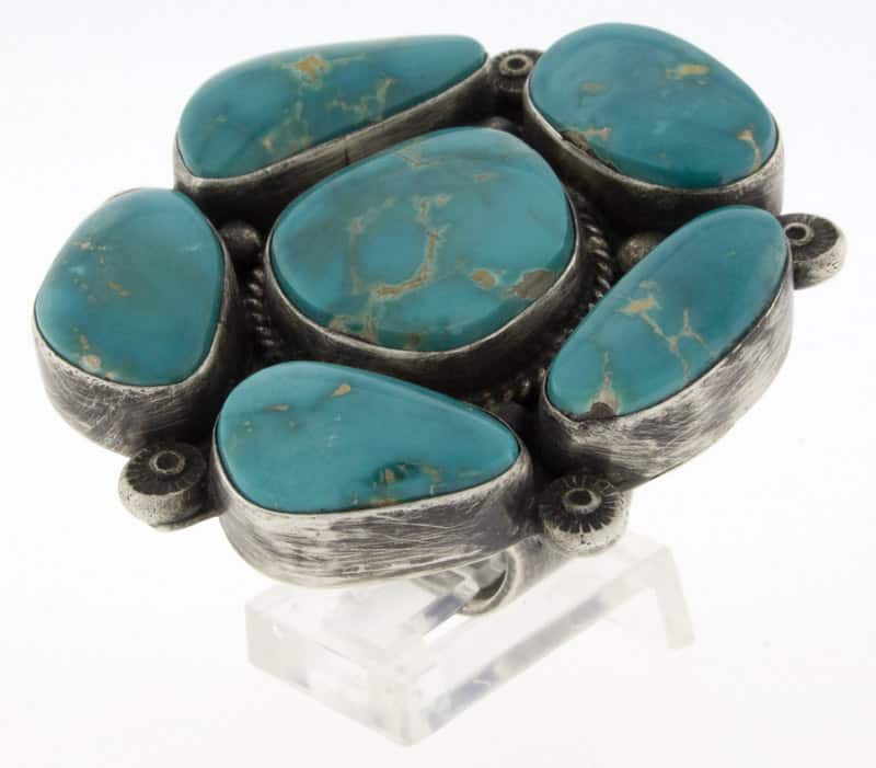 Bague en cluster en turquoise naturelle de haute qualité