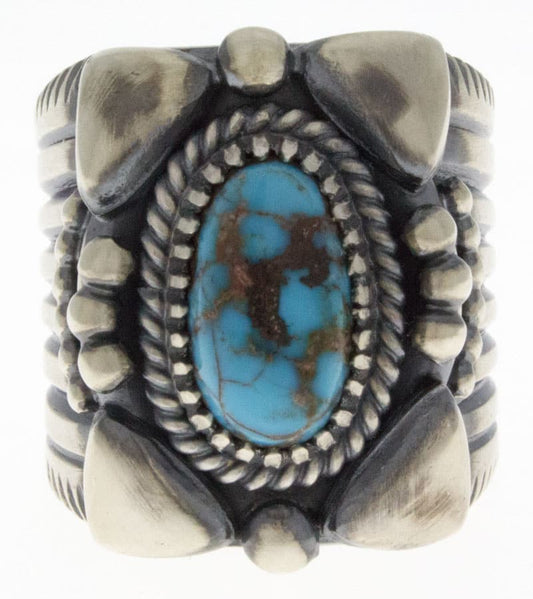 Natural Bisbee Turquoise Ring By Delbert Gordon