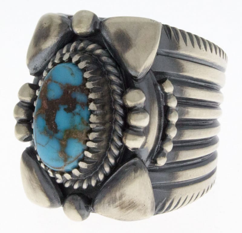 Natural Bisbee Turquoise Ring By Delbert Gordon