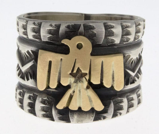 Sterling Silver & 14K Gold Thunderbird Ring