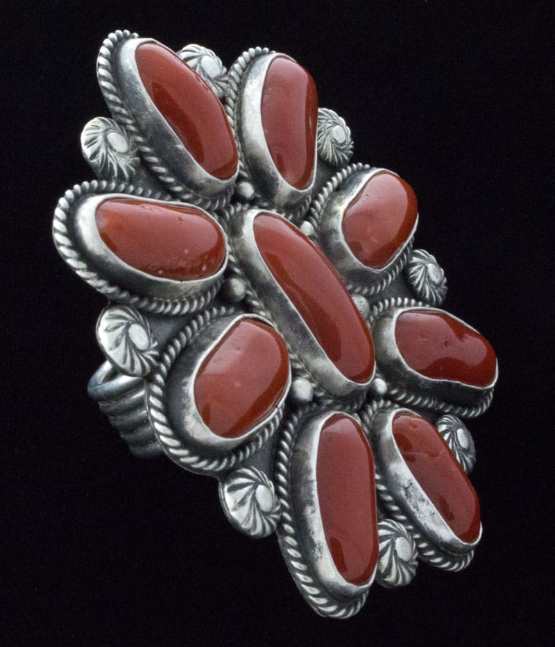 High Grade Natural Momo Coral Cluster Ring