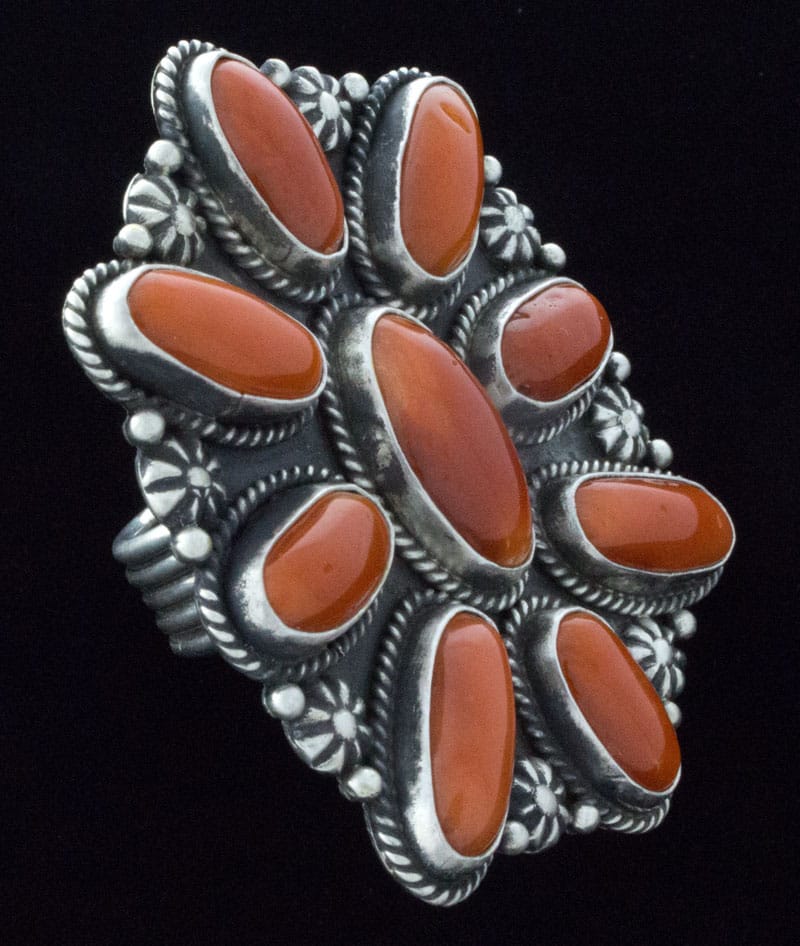 High Grade Natural Momo Coral Cluster Ring