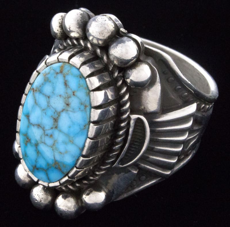 Natural Birdseye Kingman Turquoise Ring