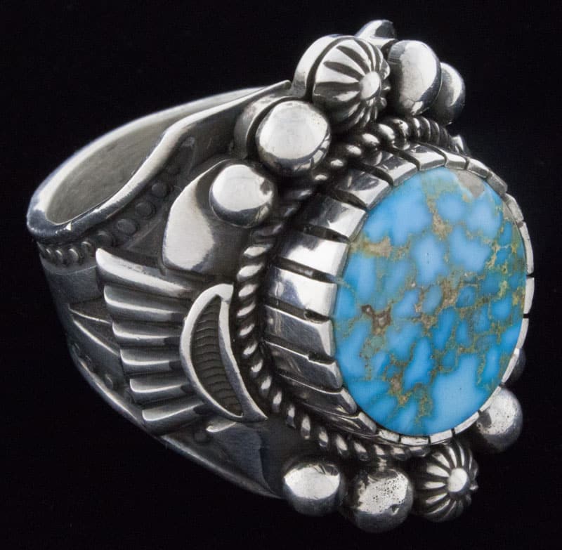 Natural Birdseye Kingman Turquoise Ring