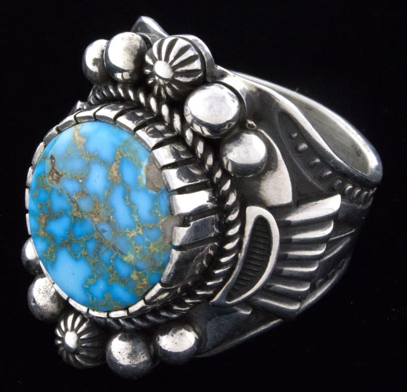 Natural Birdseye Kingman Turquoise Ring