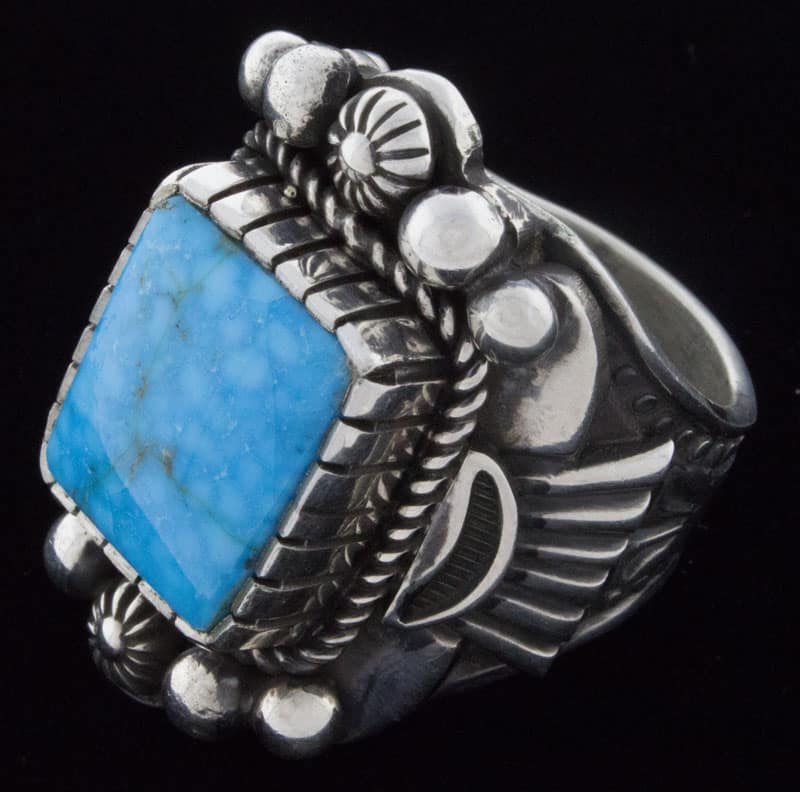 Natural Birdseye Kingman Turquoise Ring