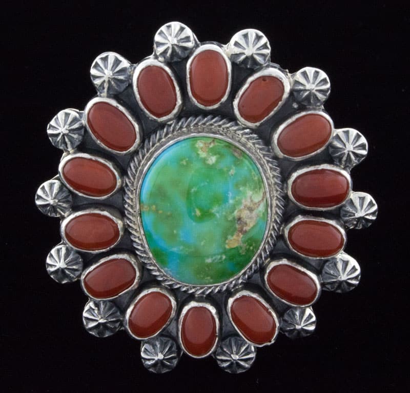 Sonoran Gold Turquoise With Coral Surround Ring