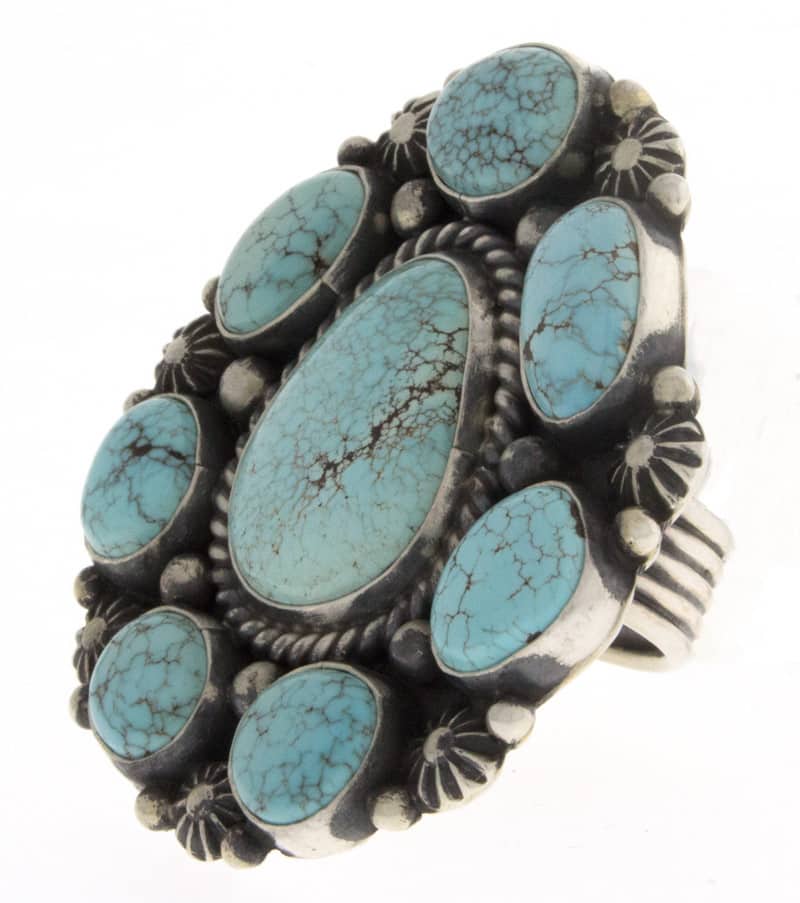 Natural #8 Turquoise Cluster Ring