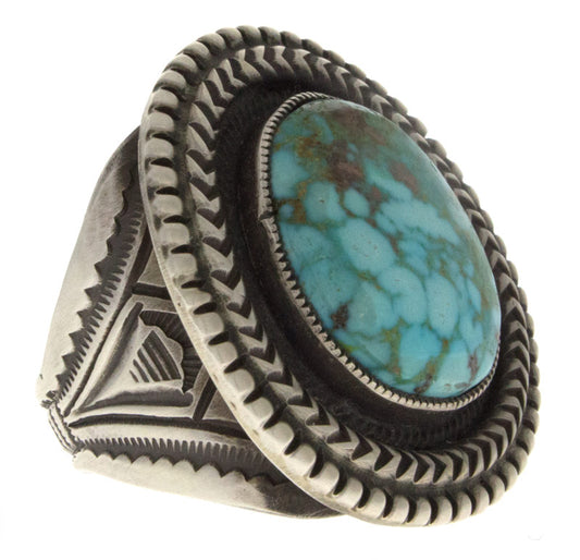 High Grade Natural Birdseye Kingman Turquoise Ring