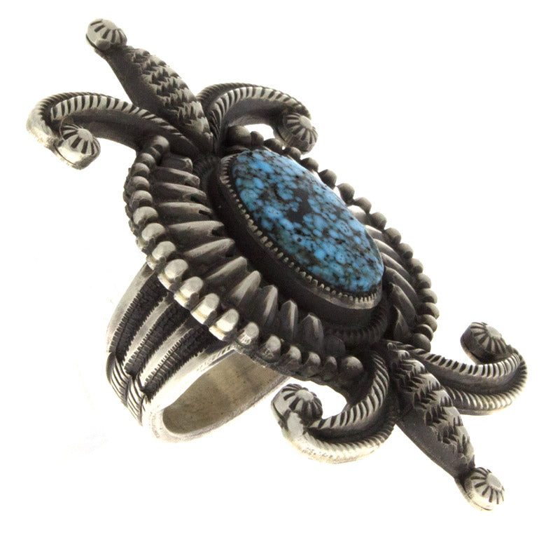 Bague en turquoise noire Kingman naturelle