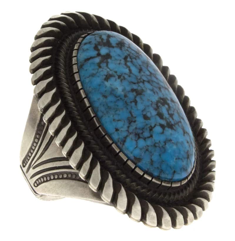 Natural Kingman Black Web Turquoise Ring