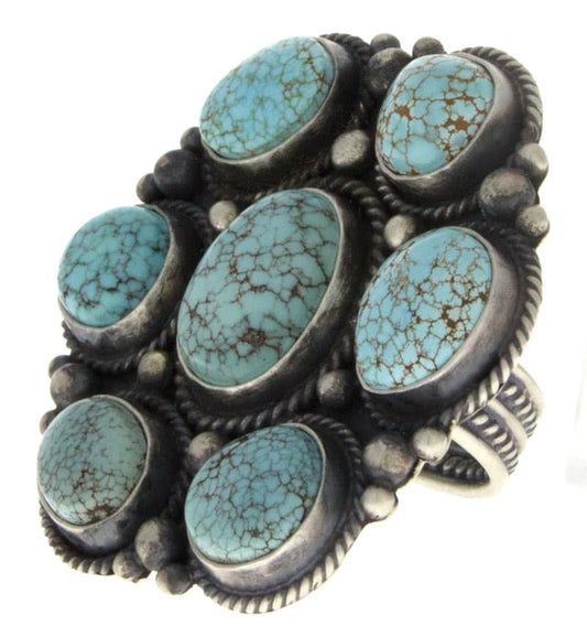 Natural #8 Web Turquoise Cluster Ring