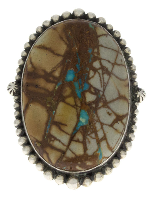 Natürlicher Boulder-Turquoise Statement-Ring