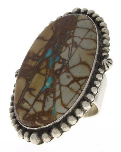 Bague de déclaration en turquoise naturelle en forme de rocher