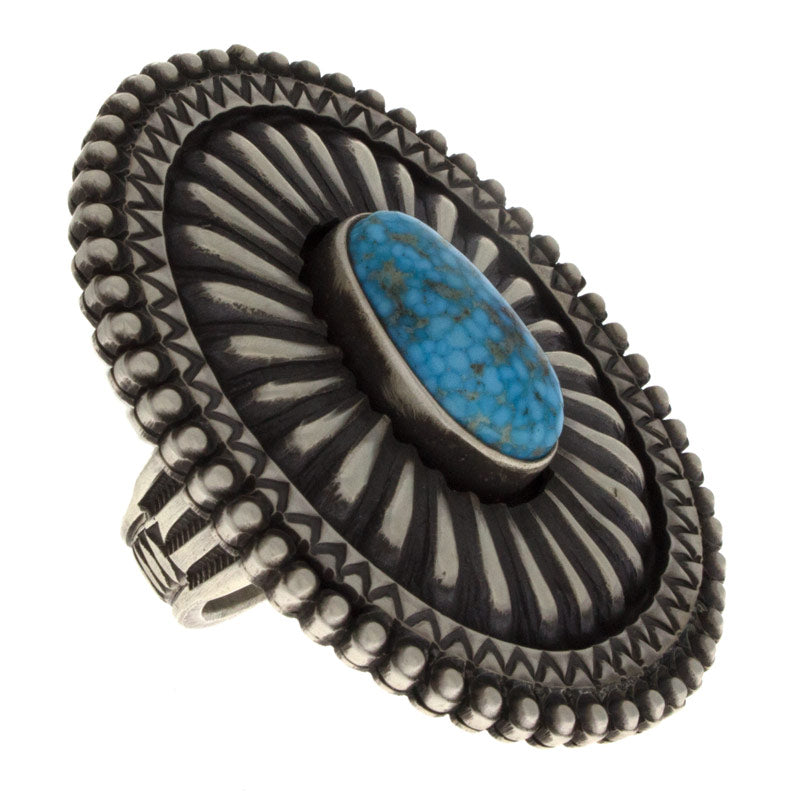 Natürlicher Birdseye Kingman Türkis Statement Ring