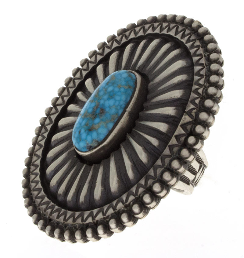 Natürlicher Birdseye Kingman Türkis Statement Ring