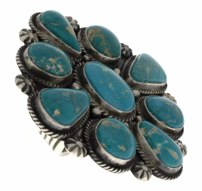 High Grade Natural Fox Turquoise Cluster Ring