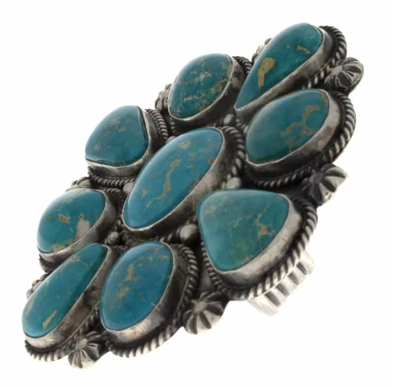 High Grade Natural Fox Turquoise Cluster Ring