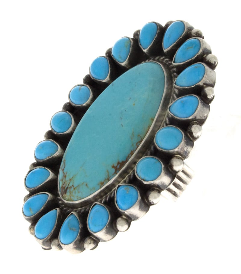 Kingman Turquoise Statement Ring With Sleeping Beauty Turquoise Surround