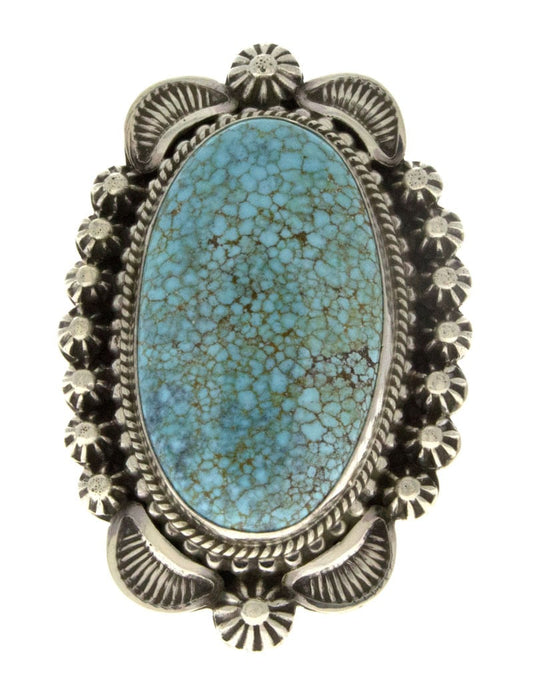 High Grade Natural #8 Micro-Web Turquoise Ring