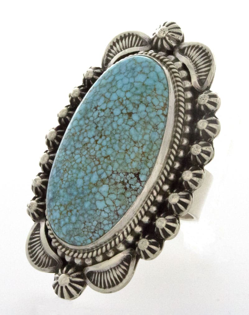 Bague en turquoise micro-web naturelle de haute qualité #8