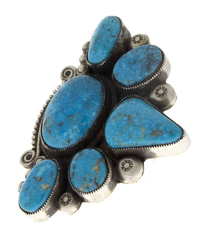 Bague demi-cluster en turquoise Kingman naturelle