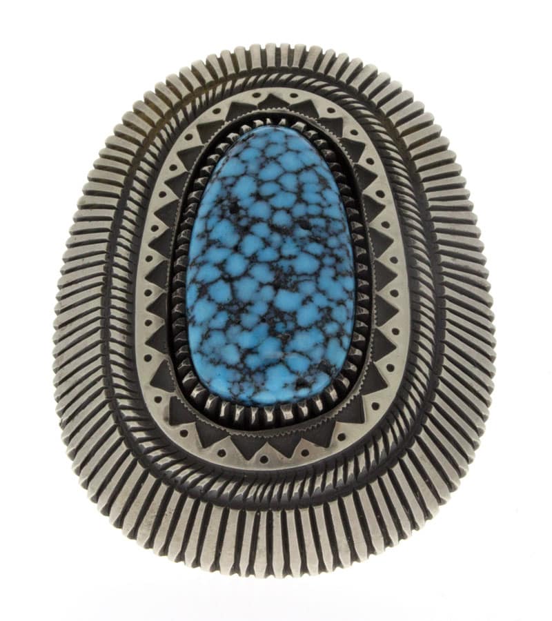 Natural Black Web Kingman Turquoise Statement Ring