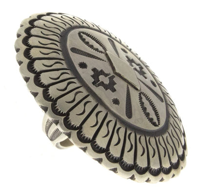 Bague de déclaration en argent sterling style concho